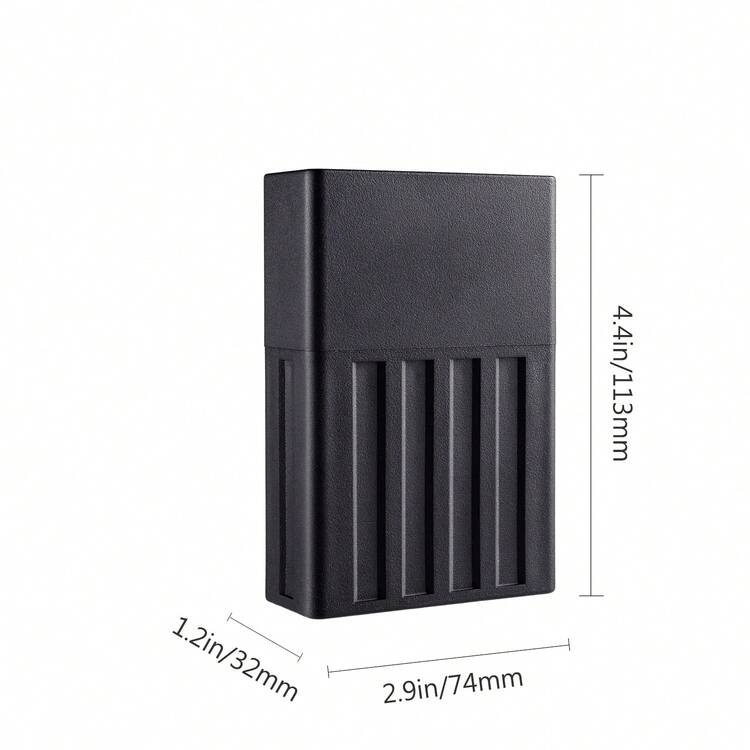 10孔特大号防异味锥形卷烟纸盒，容量10张，适用于普通尺寸香烟，小巧便携吸烟配件，适用于1-1/4尺寸卷烟纸 - 黑色 - 查看 5