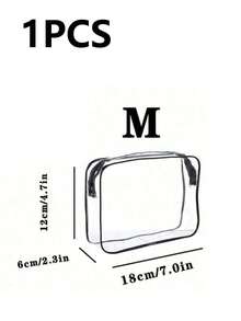 3件套/1件装时尚简约男女通用洗漱包套装，EVA材质透明拉链化妆包，经久耐用，适合旅行、返校、海滩度假、飞机随身携带，1夸脱透明化妆包 - 彩色 - 查看 13