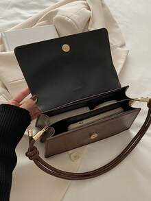 复古纯色方形单肩包全配翻盖腋下包女士最简约腋下包，新年理想礼物，女士时尚商务休闲包，办公室、商务和工作完美