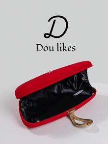 1件装奢华天鹅绒盒形派对手提包，水滴形搭扣装饰晚宴包，适合宴会、舞会、正式场合，可作斜挎包、时尚派对包，是派对、婚礼、舞会、晚宴/宴会的完美之选，也是女士舞会礼服、亮片连衣裙、闪亮连衣裙、女士优雅连衣裙的理想配饰。 - 紅色 - 查看 6