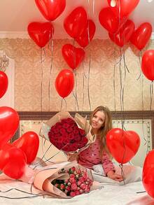 10/30/50pcs Red Heart Shaped Latex Balloons, Suitable For Valentine's Day, Proposal, Wedding Party, Bridal Shower, Bachelorette Party, Birthday, Anniversary, Red Theme Event Decoration, Photography Props, Valentine's Day Gift - Red - View 4