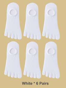 1/3/6双装女士纯色隐形五指袜，分趾袜，短袜，适合户外运动或日常穿着 - 彩色 - 查看 23