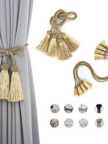 Prendedores de cortina decorativos com borlas, ideais para sala de estar, quarto, escritório e decoração de casa. - Multicolorido - Ver 6