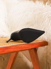 女士性感时尚纯色通勤漆皮尖头细高跟休闲百搭黑色高跟鞋/穆勒鞋 - 黑色 - 查看 4