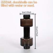 1个550/1500/2200毫升黑色注水/注沙可调节重量哑铃健身水壶，多功能便携式手臂训练工具，塑料哑铃家用健身房双用途手臂肌肉训练健身器材。