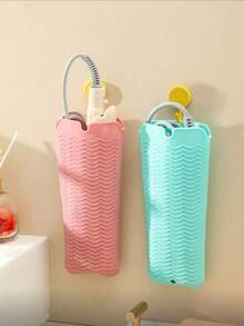 1个悬挂式硅胶耐热垫，直发器收纳袋组合化妆品收纳袋迷你包直发器旅行包，适用于扁夹、卷发棒、电卷发棒、沙龙工具箱旅行小型化妆包配件化妆刷收纳袋化妆容器化妆包旅行必备 - 彩色 - 查看 2