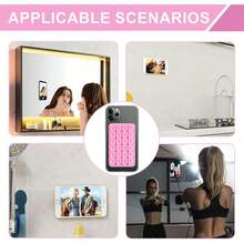 Double-Sided Silicone Phone Grip Handle, Suction Cup Phone Case Stand, Hands-Free Sticky Phone Holder, Suitable For Selfie And Video, Phone Finger Grip Stand, Wall Mounted, Car Mount, Applicable For Home, Office, Bathroom, Kitchen, Easy To Clean, No Trace, Soft Touch, Reusable Phone Accessory