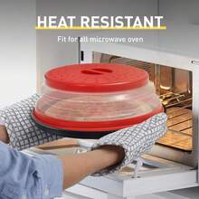 1PC Microwave Splatter Cover & Silicone Mat – Collapsible, Vented, Reusable Food Guard,Microwave Lid With Handle Tray-Resistant Trivet For Pots, Pans, And Kitchen Counter - Xám - Xem 5