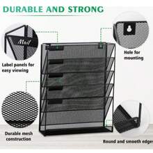 Five-Tier Wall-Mounted Metal File Rack/Storage Rack For Newspapers And Magazines, Office Supplies, Bookends, And Document Holders. - Purple - View 6