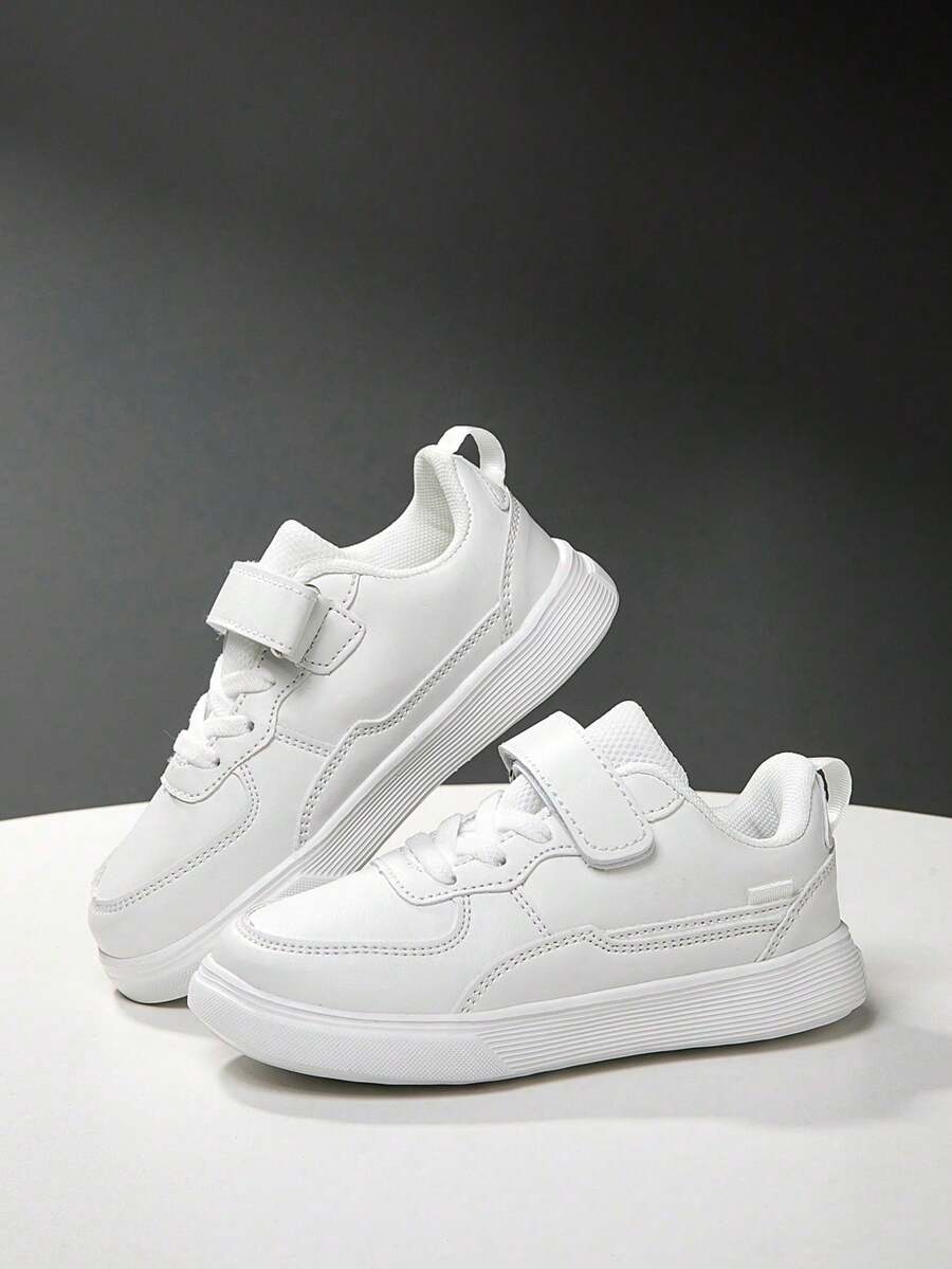 1 Pair Kids' Casual Sneakers, Colorblock Design, Comfortable, Versatile, Lightweight Outdoor Low-Top Trainers For Boys & Girls - White - View 1