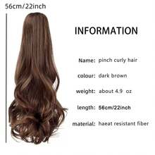 Ponytail Extension,22" Claw Clip Hair Extensions Ponytail Long Curly Hair Extension Natural Looking Synthetic Hairpiece For Women Medium Brown - Brown - View 4