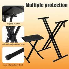 Foldable Adjustable Height Keyboard Stand & Set For 49/61/76/88-Key Keyboards - Heavy-Duty X-Frame Piano Rack With Locking System, Padded - Compatible With Digital Pianos For Home Studio, Church, (/PU) - Piano Stand - View 2