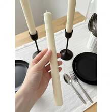 10inch Candle Sticks, Ribbed Taper Candles, Ivory, 4-Pack, Unscented{Inchsize_nameinch:InchRibbedinch,Inchcolor_nameinch:InchIvoryinch} - Ivory - View 4