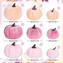 - 12 Calabazas Artificiales, 3 tamaos, Calabazas de Espuma con Terciopelo Falso en Color Naranja, caf y Caqui, pequea decoracin de Cosecha de otoo, Accin de Gracias y Halloween - Rosa, naranja - Ver 3