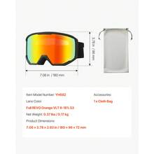 Ski Goggles, Cylindrical Lens With Orange Revo Coating, OTG Anti Fog Snow Goggles For Men Women Youth, TPU Frame & Ventilation Structure, Suitable For Skiing, Skating, Snowboarding, Cycling - framed black cylinder orange - 查看 7