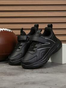 1 par de zapatillas deportivas casuales transpirables para niños, zapatillas deportivas ligeras y de moda con degradado de color para actividades al aire libre - Negro - Ver 5