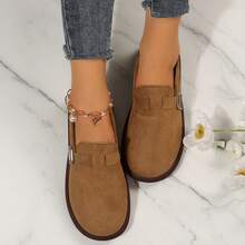 Outdoor Spring Autumn Womens Shoes Ladies Shoes Loafers Flats Walking Travel Cozy Padded Suede Clogs Adjustable Buckle Rounded Toe - Maroon - View 4