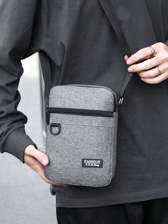 Large Capacity Fashion Men's One Shoulder Diagonal Messenger Bag, Multi-Functional Adjustable Strap Zipper Closure, Multi-Compartment Practical Storage Men's Bag Festival