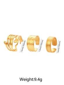 Aomogo Juego de 2 piezas de anillos abiertos de acero inoxidable calados, de moda y sencillos, adecuados para el uso diario - anillo - Ver 10