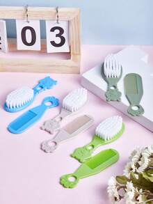 3件套婴儿梳子和刷子套装，适合新生儿和幼儿，温和护理头发，便携式婴儿护理套装，柔软按摩头皮梳子 - 彩色 - 查看 7