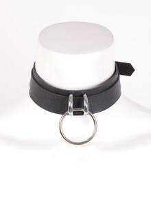 New Goth Choker Necklace Men Punk Rock O-Ring Geometry PU Necklace For Women Choker Gothic Goth Choker Neck Jewelry - Black - View 4