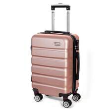 Todeco Valigie da viaggio, trolley da viaggio, valigia rigida e leggera in ABS e PC con maniglia telescopica, 4 ruote doppie, 56 x 36 x 22 cm, resistente, bagaglio da viaggio - Oro rosa - Visualizzare 8