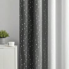 1pc Rainbow Gradient Blackout Curtain, Thermal Insulated, Top Eyelet, Darkens Entire Room, Suitable For Living Room, Bedroom, Balcony, Home Decor, Holiday Gift - Black and White - View 4
