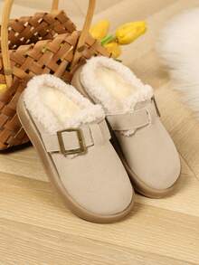 Dép thời trang trẻ em / Dép đi trong nhà/ngoài trời ấm áp lót bông cho trẻ em, size nhỏ hơn bình thường. - Màu be - Xem 2