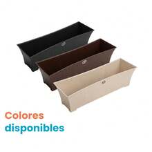 Jardinera Rattan Maceta Rectangular 9 Litros Plástico - Gris - Ver 3