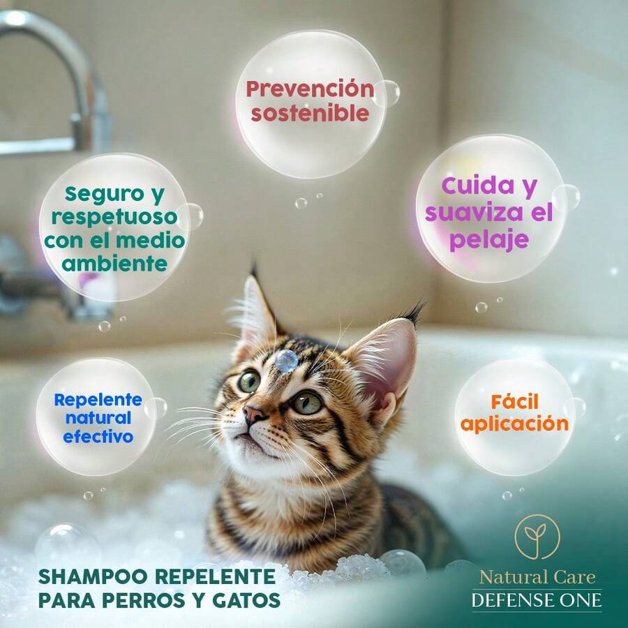 Fancy Pets Natural Care Defense One Shampoo Repelente para Perros y Gatos 250 ml, Protección Natural con Geraniol y Cuidado del Pelaje - Multicolor - Ver 1