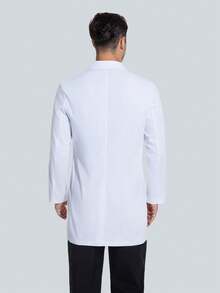 男士翻领开襟实验服/工作服/医护服 - 白色 - 查看 2