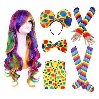 舞会小丑装扮道具：蝴蝶发箍、领带配饰、假发配饰、领带式发箍