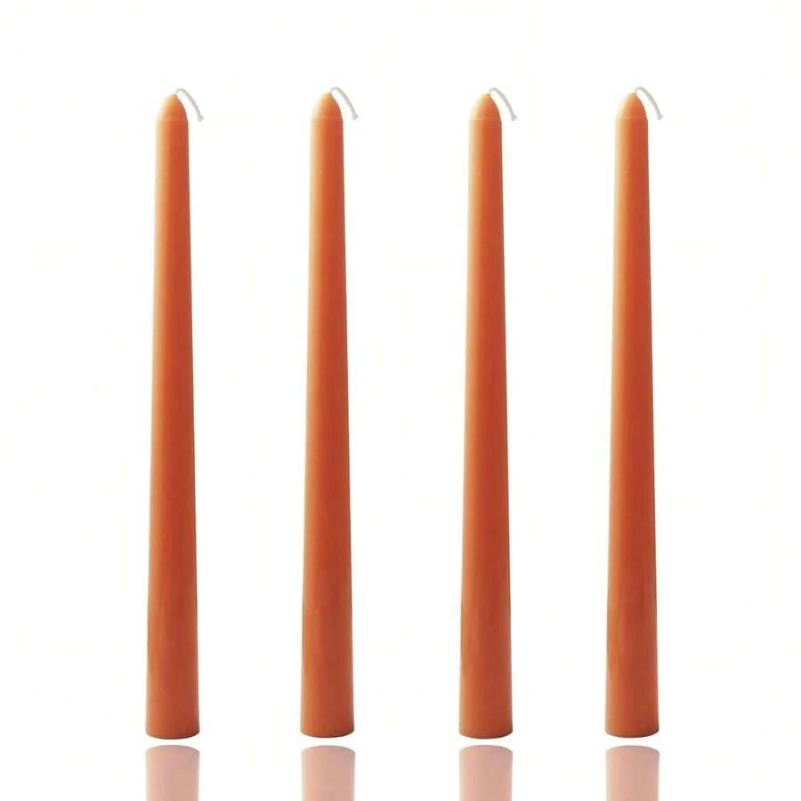 10 Inch Orange Taper Candles-Set Of 4 Tapered Candle, Tall Candlesticks,Conical Stick Candles,Less,For Home Dinner, Party, Wedding, Halloween, Christmas (Orange, 10inch){Inchcolor_nameinch:InchOrangeinch,Inchsize_nameinch:Inch10inchinch} - oranye - View 1
