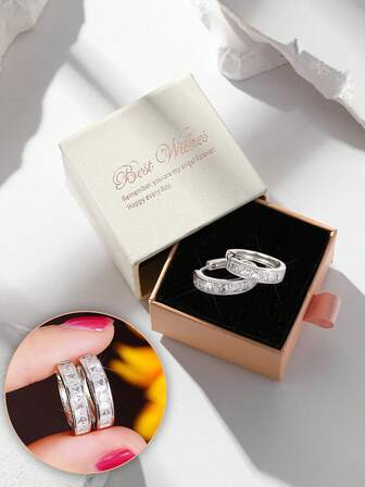 2 st/set glittrande örhängen med kubisk zirkonia, smycken för fest och kväll, perfekt present