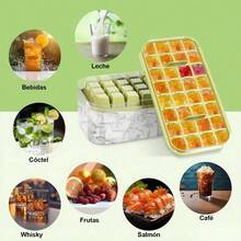 Molde para Hielos, Cubiteras Para Hielo, Bandeja Hielo, Cubitera de Grado Alimenticio, Liberacin de Todos Los Cubitos de Hielo en un Segundo, Molde Hielo Reutilizable Para 84 Cube Tray, Amarillo - verde - Ver 8