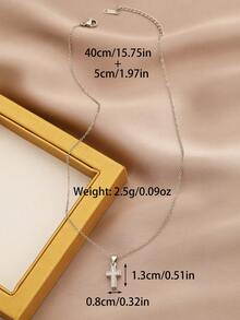 1pc Simple Stylish Glittering Silver Cubic Zirconia Decor Cross Shape Pendant Necklace For Girls For Delicate Faith Jewelry For Religious Christian Gift And Birthday Gift