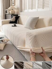 1pc All-Season Stretchy Sofa Cover, Anti-Slip Full Coverage Sofa Seat Cushion Slipcover, Machine Washable Dust-Proof Sofa Blanket, Pet-Friendly For Bedroom, Office, Living Room, Single/2/3/4 Seater - Beige - View 2