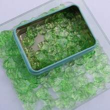 100Pcs Acrylic Green Leaf Beads, Transparent Leaves Beads Charms For Jewelry Making Necklace Earring Spring Plant DIY Crafts
