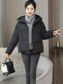 Women Winter Coats - Black - View 3