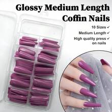 120pc Coffin Press On Nails Medium Length Colored Long Ballerina Fake Nails Full Cover Acrylic Tips False Artificial Fingernails Deep Magenta Medium Coffin Presson Nails For Women FFgirls{Inchcolor_nameinch:InchDarkMagentainch} - 深洋紅色 - 查看 3