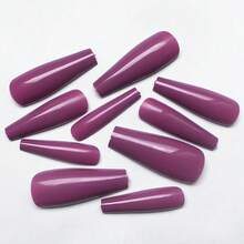 120pc Coffin Press On Nails Medium Length Colored Long Ballerina Fake Nails Full Cover Acrylic Tips False Artificial Fingernails Deep Magenta Medium Coffin Presson Nails For Women FFgirls{Inchcolor_nameinch:InchDarkMagentainch} - 深洋紅色 - 查看 6