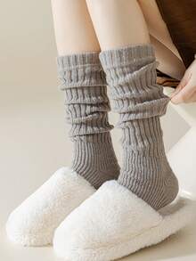 1/2/3 Pairs Women's Solid Color Rib Knit Leg Warmers, Decorative Knitted Leg Warmers, Minimalist Vintage Style, High Elasticity, Comfortable And Warm, Can Be Paired With Boots, Suitable For Autumn/Winter Daily Wear - Multicolor - View 19