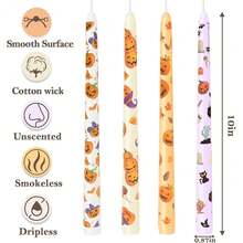 10 Inch Halloween Printed Floral Taper Candles 4 Pack Unscented Less Candle Sticks For Dinner, Fall Harvest{Inchcolor_nameinch:InchPumpkininch,Inchsize_nameinch:Inch10Inch-4Countinch} - 南瓜 - 查看 3