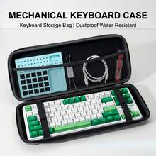 EVA Hard Shell Keyboard Carrying Case - Waterproof & Dustproof Storage Bag With Mesh Pockets & Straps, Fits 60%/65%/68%/75%/TKL/98%/Full-Size Mechanical Keyboards, Includes Space For Mouse, Cables, Keycap Puller & Switch Remover, Keyboard Protection, Organized Tech Accessory, Durable Zipper Closure - Multicolor - View 2