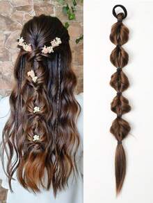 20英寸手工编织马尾辫，带松紧带，适合女性日常佩戴，1条装