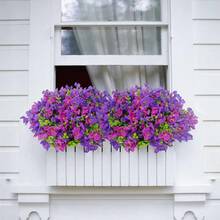 1/2/4/6pcs Hanging Artificial Petunia Flower Bouquet, Creative Silk Fake Flowers With Green Leaves, Long-Lasting, UV-Resistant, Non-Fading, Suitable For Home, Wedding, Garden Party, Patio, Balcony, Planter Box Decor, Valentine's Day Gift - Multicolor - View 4