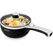 Upgraded Non-Stick Electric Saute Pan For Rapid Noodles 1.5L Mini Portable Hot Pot Ideal For Cooking Steak Eggs Fried Rice Ramen Oatmeal And Soup With Adjustable Power Settings - Black - View 1