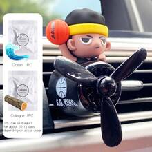 风力旋转螺旋桨酷趣熊飞行员汽车空气清新剂卡通狗哈士奇汽车空调出风口夹香水飞机汽车香薰扩散器香薰装饰风扇香薰吊坠风车出口内饰配件男士装饰品香味清新气味礼物生日毕业