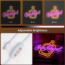 皇冠威士忌霓虹灯招牌 - USB供电，多色墙面装饰，带开关控制，适用于卧室、酒吧、咖啡馆、婚礼和生日派对，霓虹灯招牌，皇冠威士忌，USB