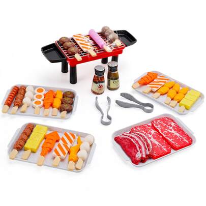 36Pcs BBQ Pretend Play Food Toy Grill Set Barbeque Kitchen Cooking Tools Toys